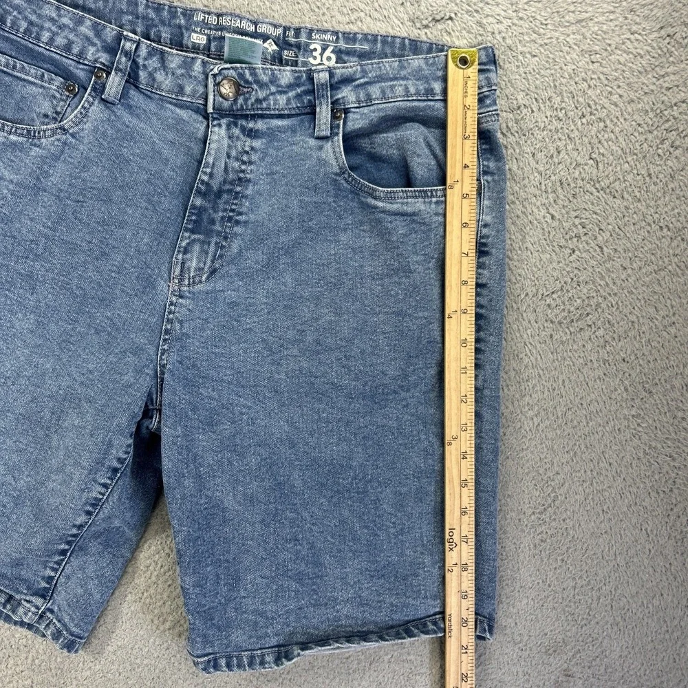 LRG Lifted Research Group Jorts Mens 36 Blue Denim Pants Jean‎ Shorts Skate Work - Picture 5 of 7